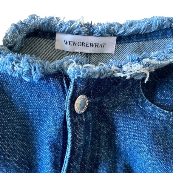 WE WORE WHAT Indigo  Frayed Waist Straight Leg Jean, FF0633 - Picture 4 of 12